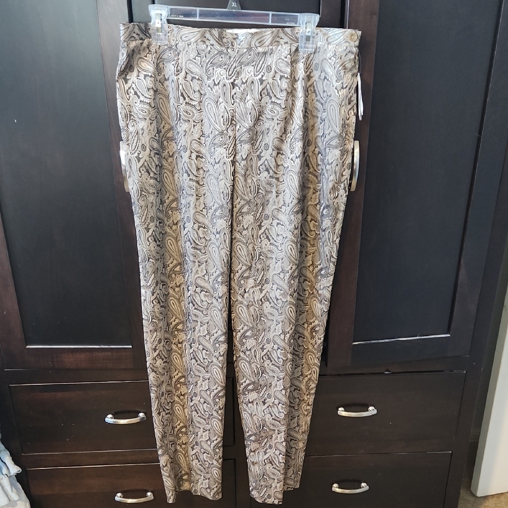Gold and Black Straight Leg Pants with Animal Print